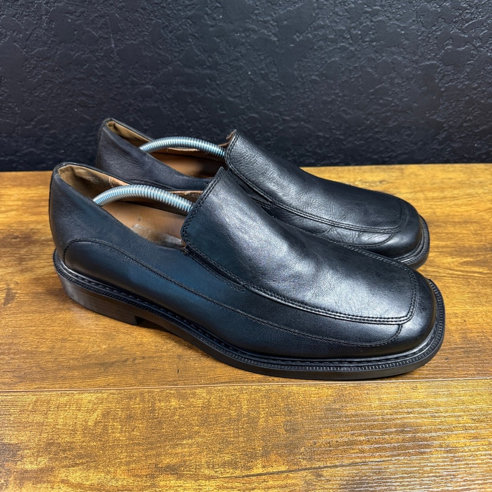 Skechers Square Toe Black Leather Slip-On Loafers Mens EU 46 US 12